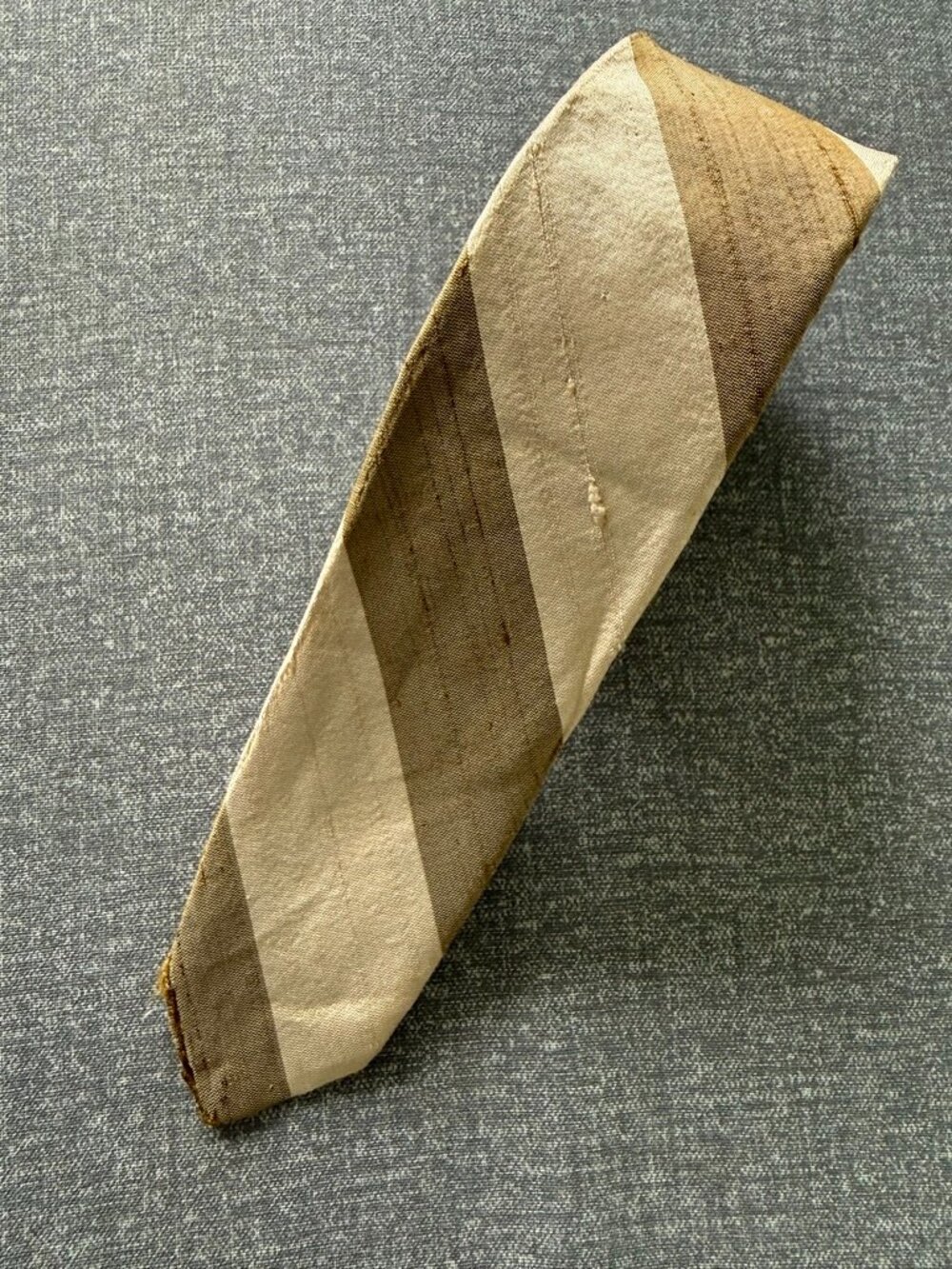 Jasmin Bronzini Silk Men's Tie Neutral Stripe White New Haven - Picture 4 of 5